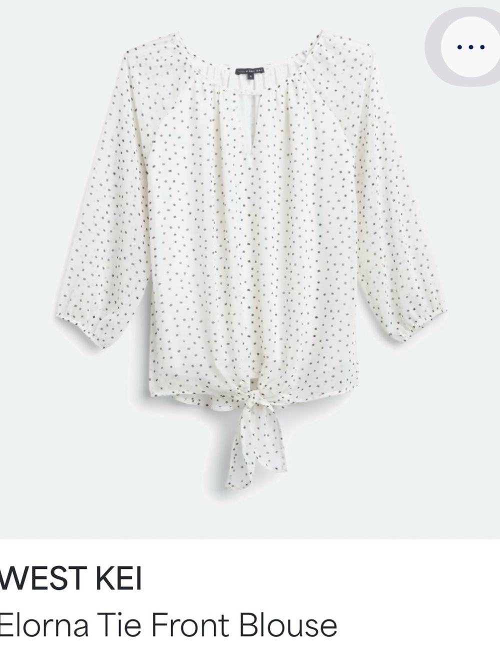 West Kei Cream White Dot Tie-Front Blouse